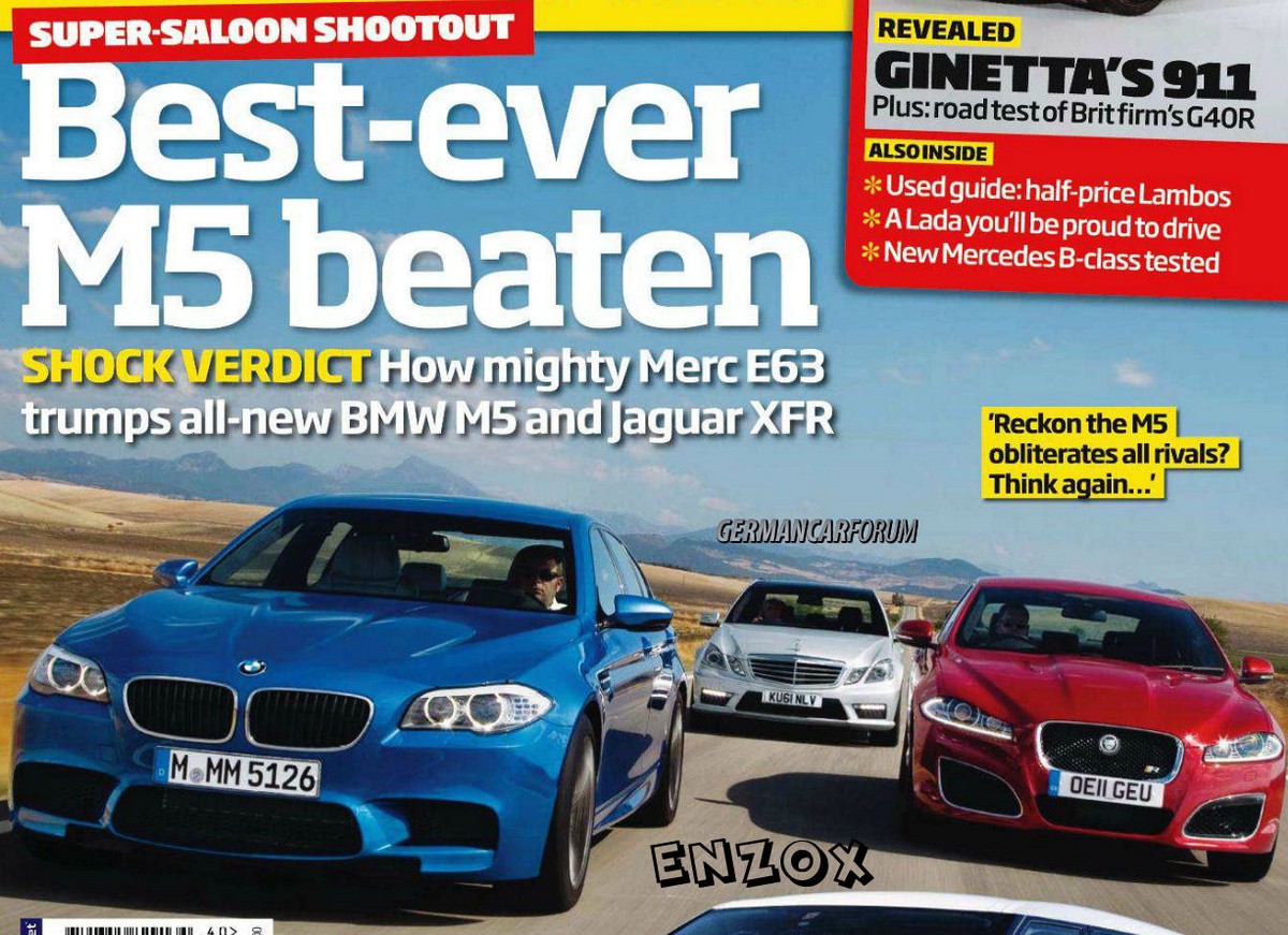 F10 BMW M5 vs E63 AMG vs Jaguar XF-R. Comparison by Autocar - BMW