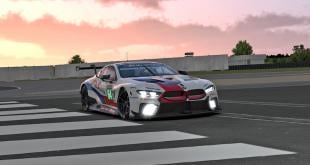 The BMW M8 GTE is in action at the first â€˜BMW 120 at Le Mansâ€™ on iRacing