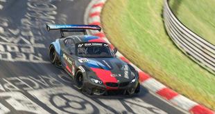 Two BMW Z4 GT3s on the virtual Nordschleife podium